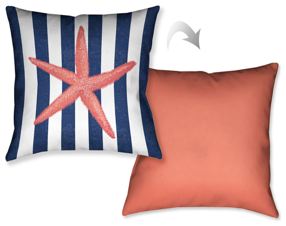 Laural Home Starfish Stripe 18" X 18" Indoor Decorative Pillow