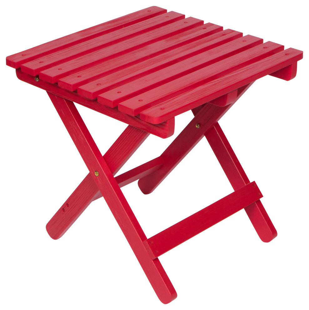 Shine Company Adirondack Folding Table With Hydro-Tex Finish, Chili Red
