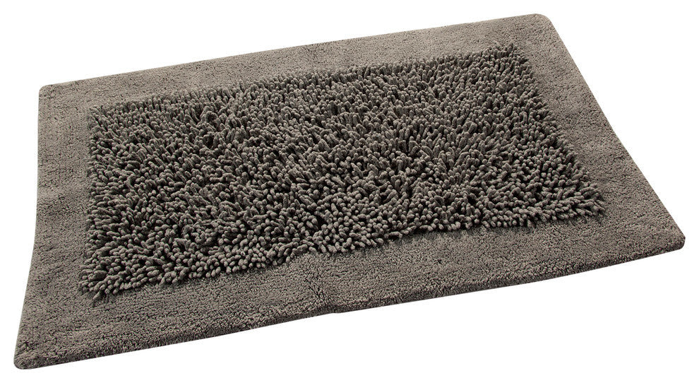 Bath Rug Cotton and Chenille Tufted, 2 Piece Set, 34"x21" and 36"x24", Gray