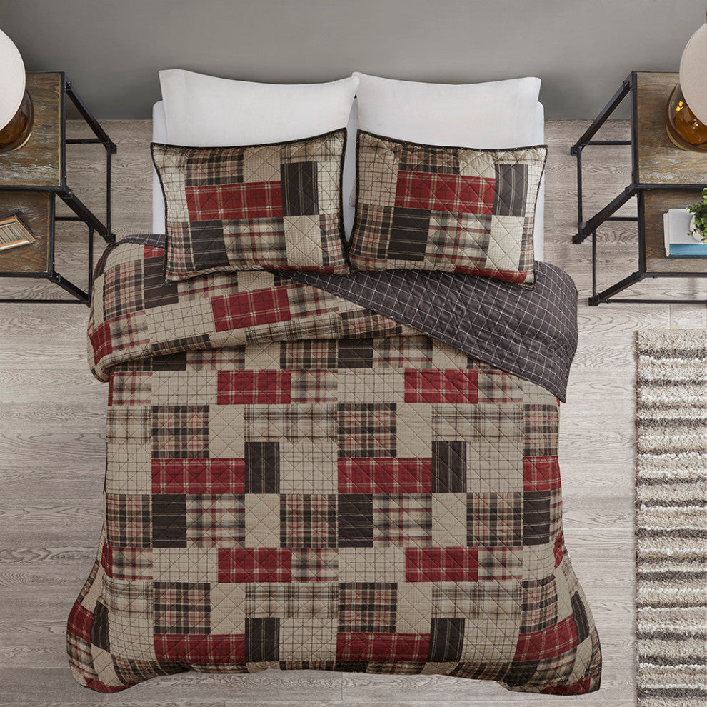 Madison Park Timber 3 Piece Reversible Printed Quilt Set