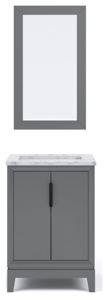Elizabeth 24" Single Sink Carrara White Marble Vanity, Cashmere Gray