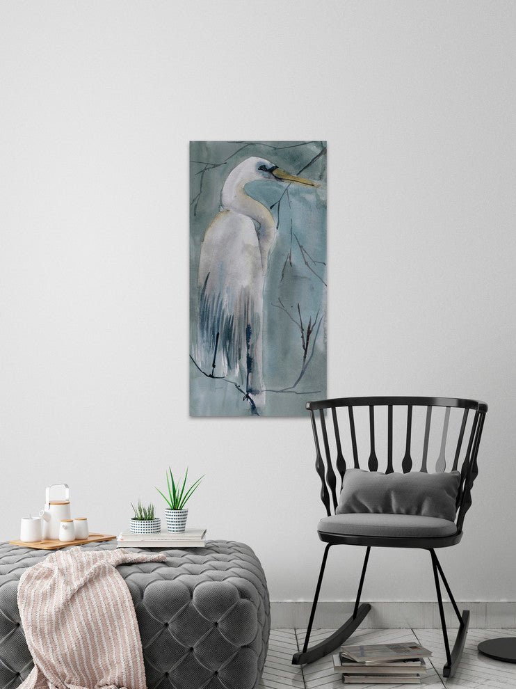 "White Swan" Painting Print on Wrapped Canvas, 18"x36"