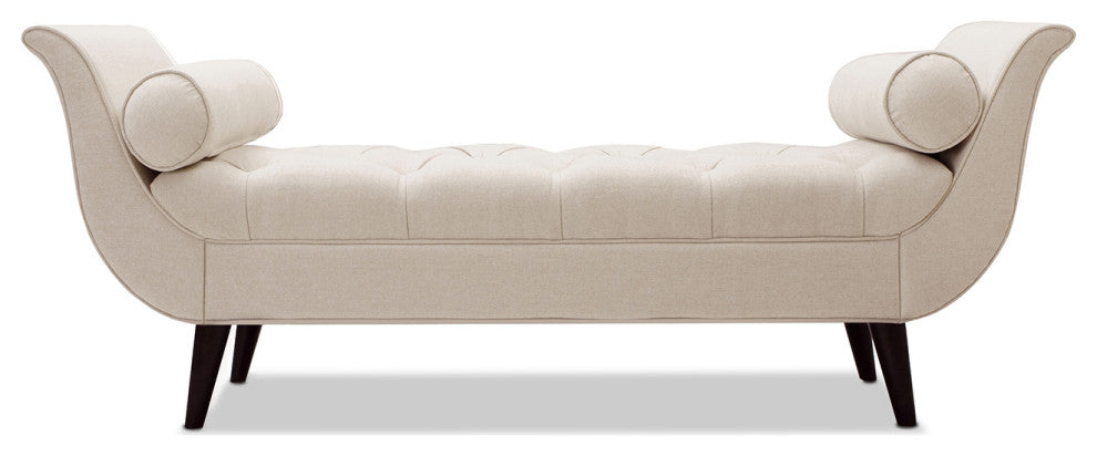 Alma 65" Tufted Entryway Bench With Bolster Pillows, Sky Neutral Beige Polyester