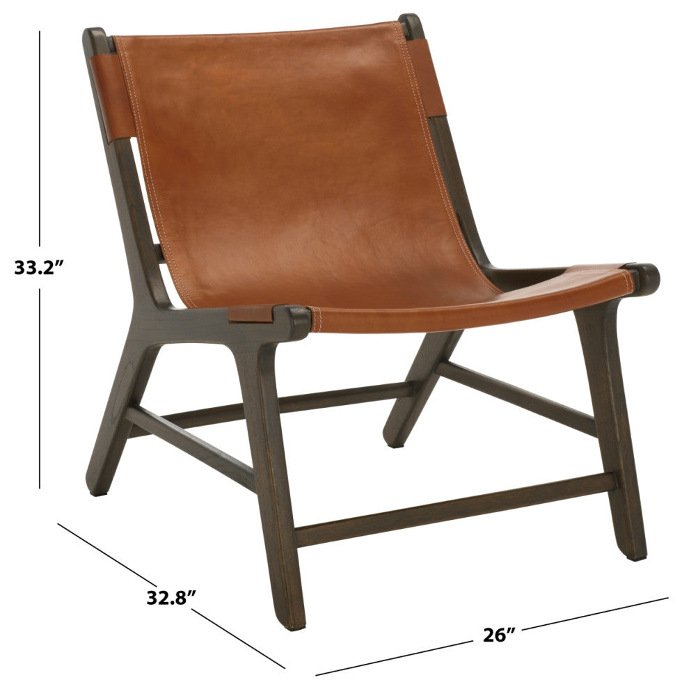 Safavieh Couture Alanarose Leather Accent Chair, Brown/Walnut