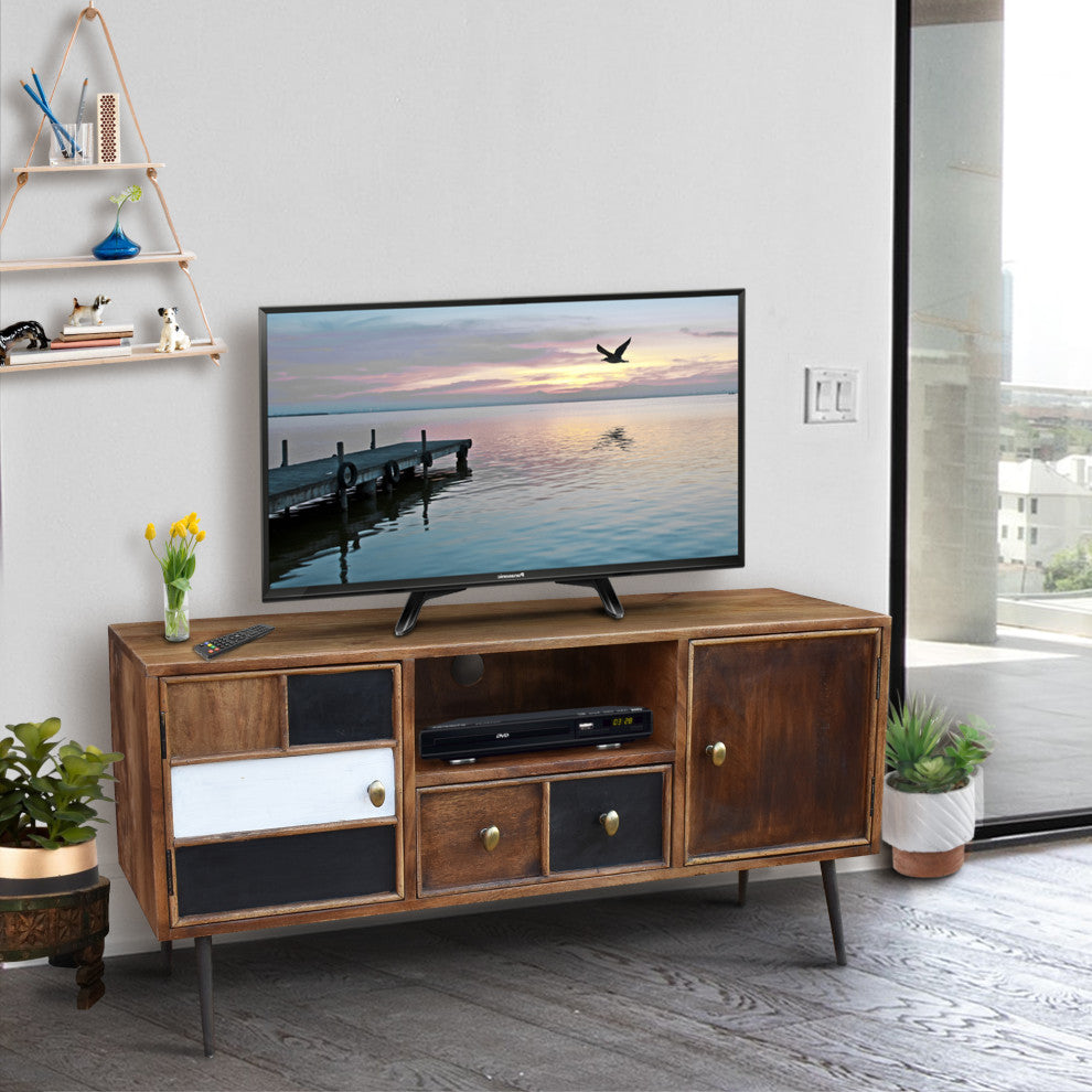 Inca Mango Wood Media Center With 2 Doors and 1 Drawer