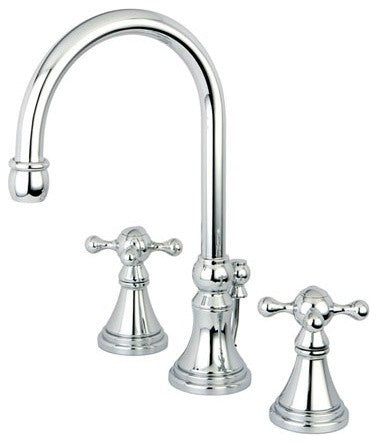 Kingston Brass Widespread Bathroom Faucet With Brass Pop-Up, Polished Chrome