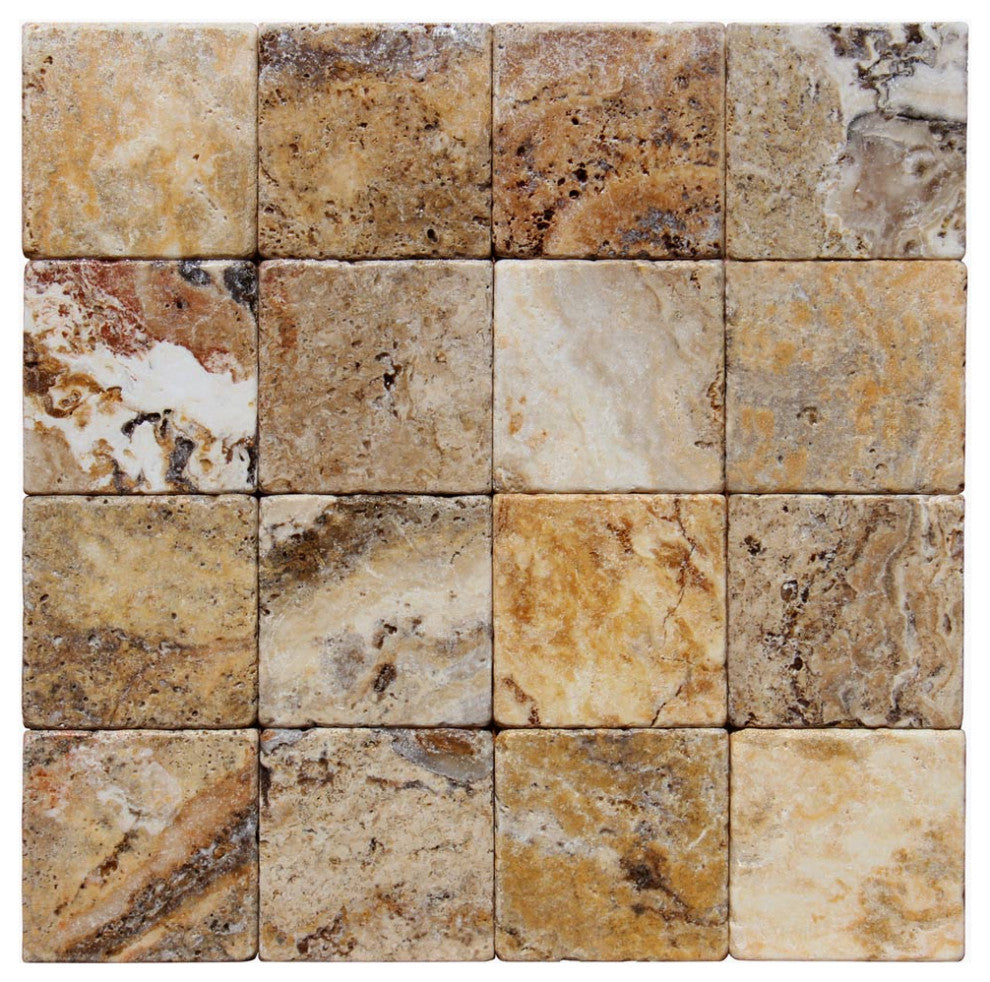 Tuscany Scabas 4x4 Subway Tumbled, 50 Sq. Ft.