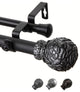 Davor 1" Double Curtain Rod, Black, 120-170"