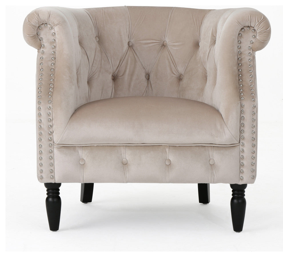 GDF Studio Aries New Velvet Tub Style Club Chair, Champagne