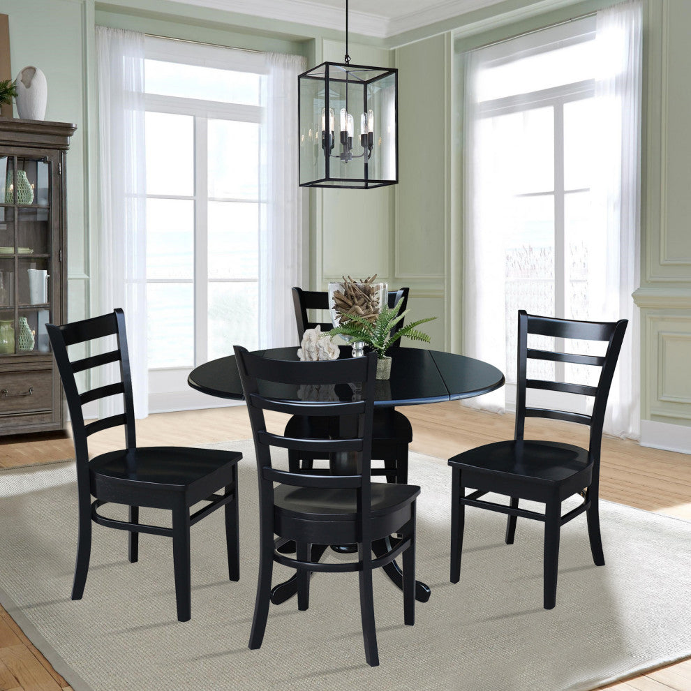 42 in. Dual Drop Leaf Table with 4 Ladder Back Dining Chairs