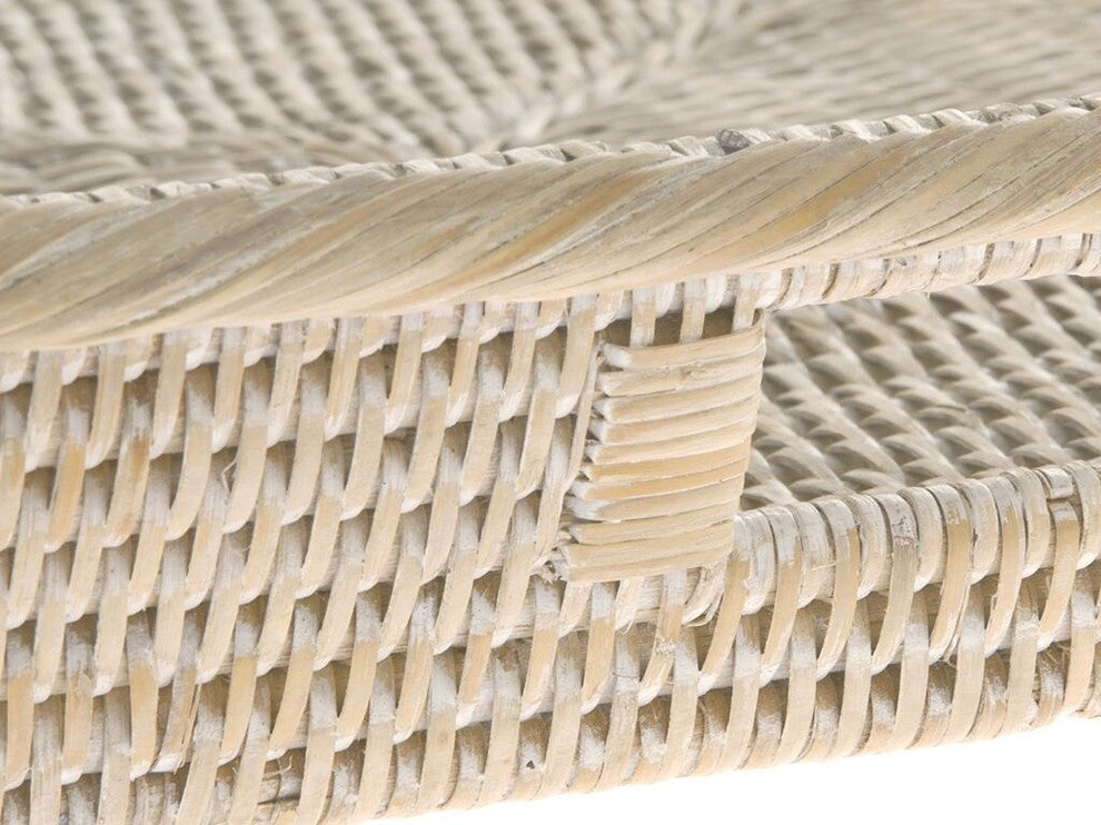 La Jolla Rattan Square Serving Tray, White-Wash