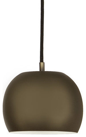 One Light Small Catamount Pendant With White Inside, Weathered Bronze