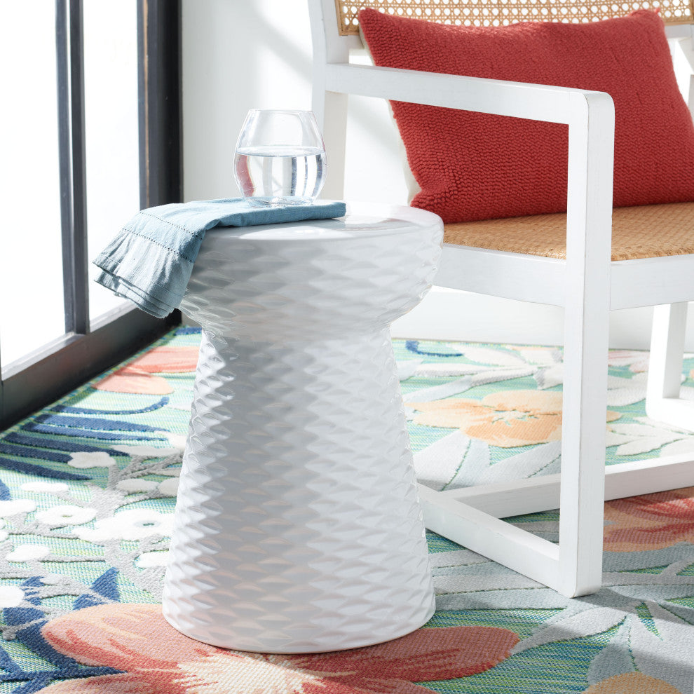 Safavieh Indoor-Outdoor Daphne Garden Stool, White