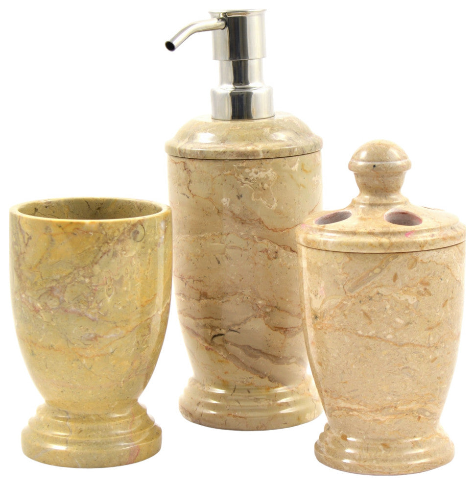 3 Piece Bathroom Set - Sahara Beige Marble