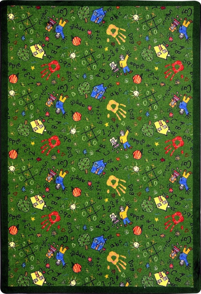 Playful Patterns Rug, Scribbles, 7'8"x10'9", Green