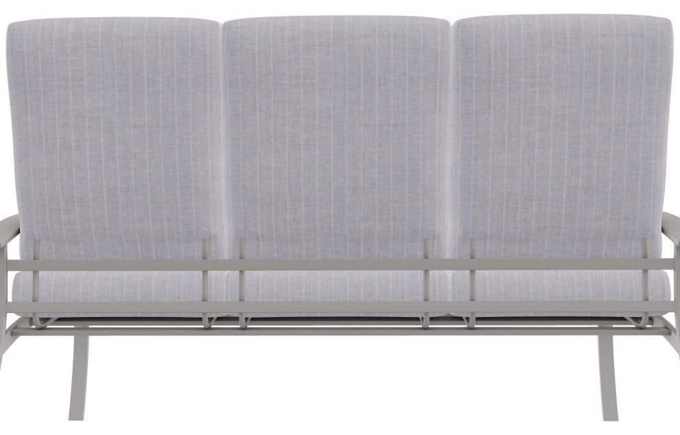 Belle Isle Cushion 3-Seat Outdoor Sofa, Ticking Fog/Warm Gray