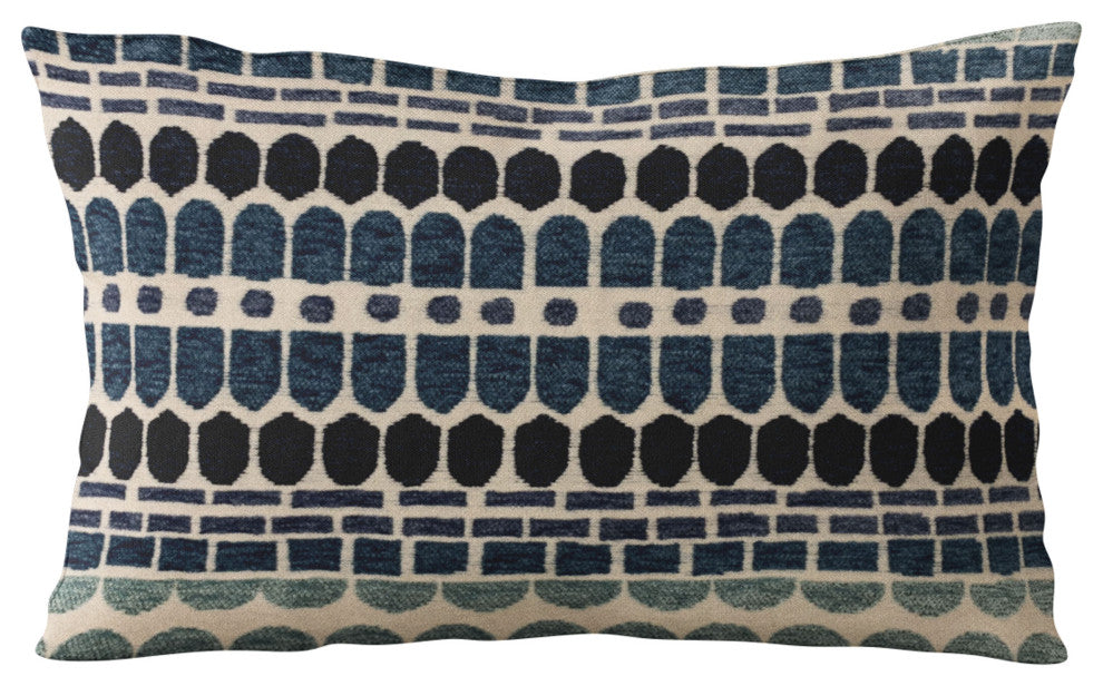 Plutus Blue Harmony Border Luxury Throw Pillow, 20"x36"