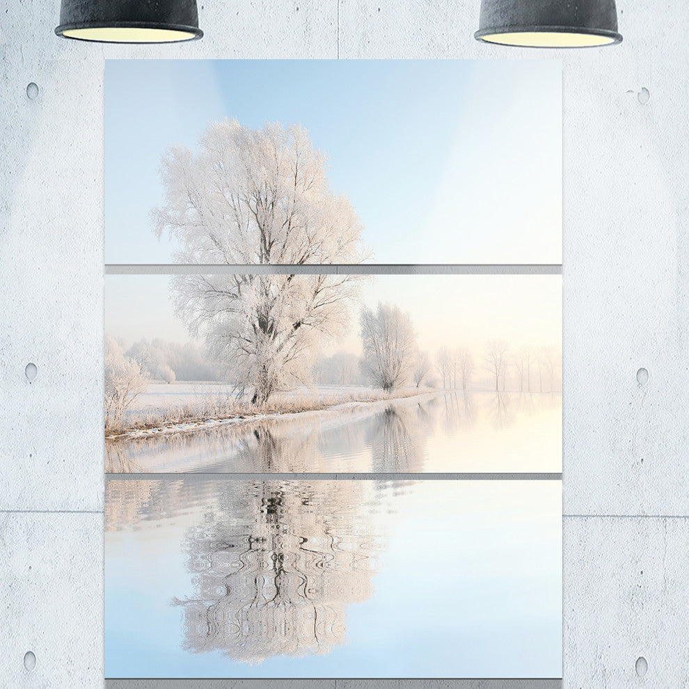 "Frosty Winter Tree by Rising" Photo Metal Wall Art, 3 Panels, 28"x36"
