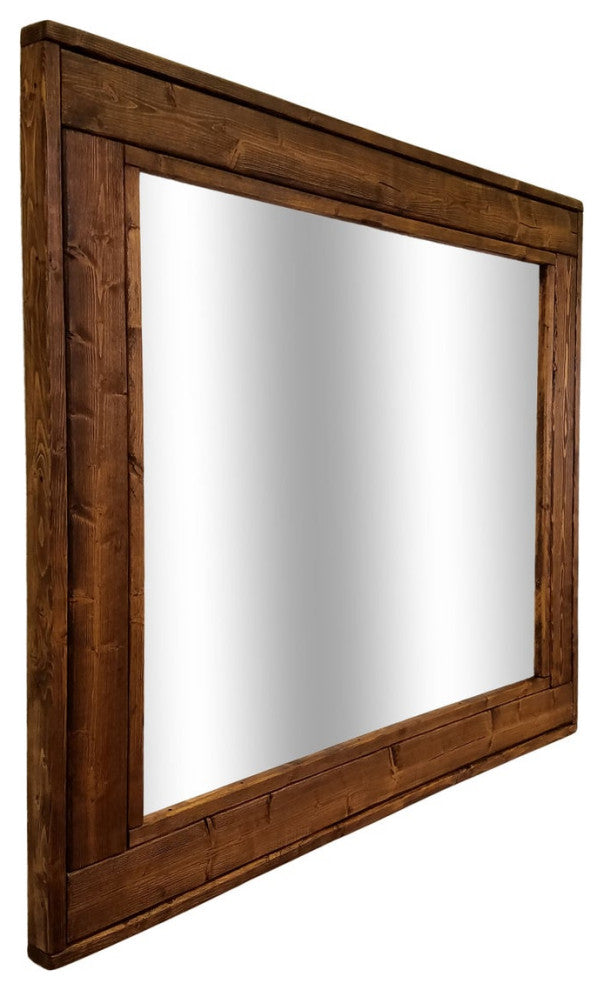 Herringbone Stained Vanity Mirror, Special Walnut, 36"x30", Horizontal