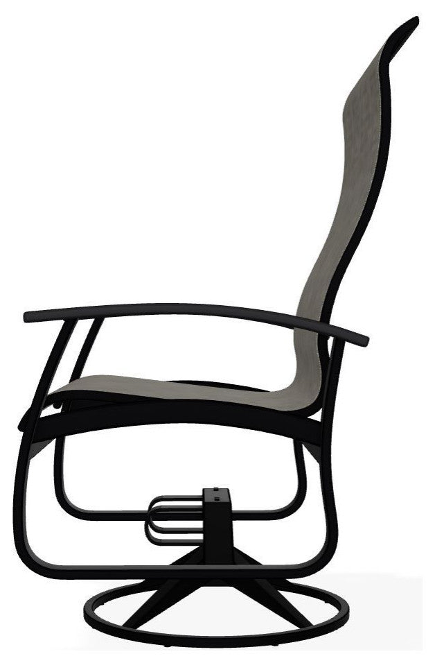 Belle Isle Sling Outdoor Swivel Rocker, Storm/Black