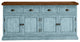80" Rustic Two Tone Sideboard Buffet, Interesting Aqua