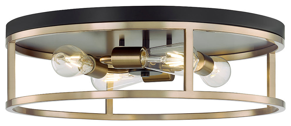 Knox Round Flush-Mount 4-Light Matte Black/Brass