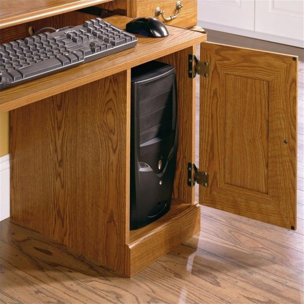 Sauder Orchard Hills Engineered Wood Computer Desk with Hutch in Carolina Oak