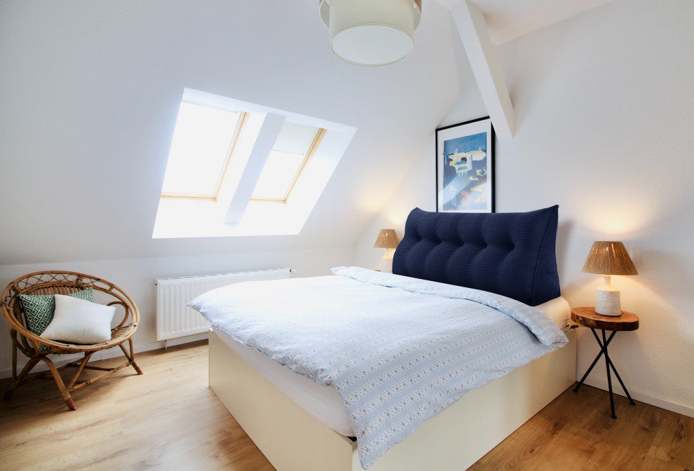 Wedge Pillow, Headboard Cushion, Reading Pillow, Dark Blue, 76x20x8