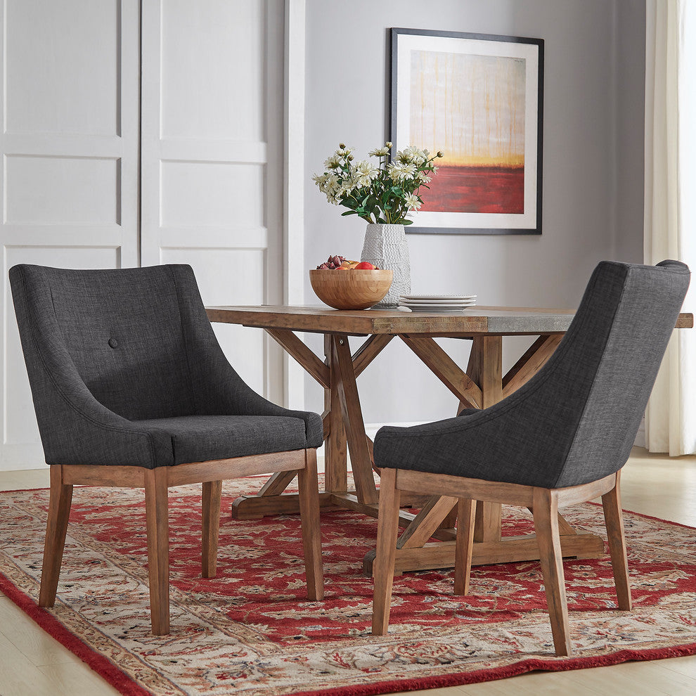 Keighley Button Tufted Dining Chair, Set of 2, Dark Grey