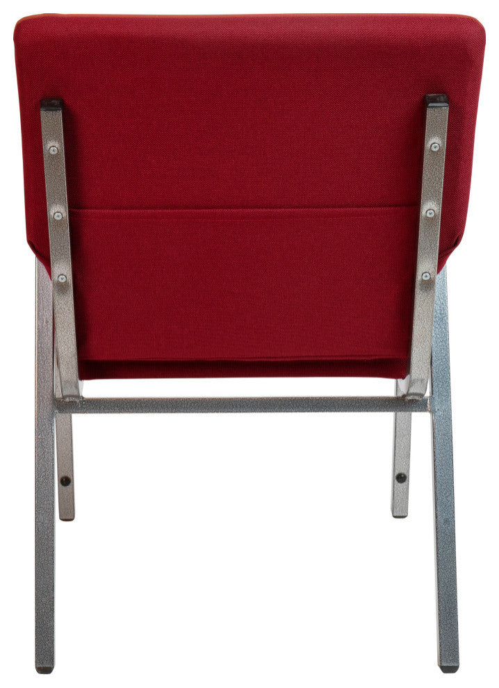 HERCULES Series 21"W Stacking Wood Chair, Burgundy Fabric and Silver Vein Frame