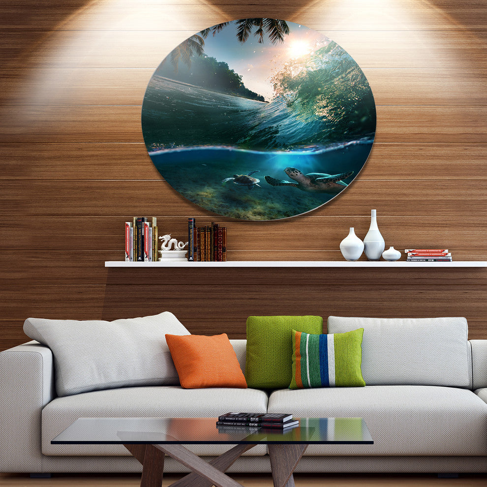 Tropical Paradise Seashore, Seashore Disc Metal Wall Art, 36"