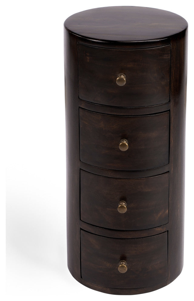 Butler Liam Wood End Table With Storage, Dark Brown