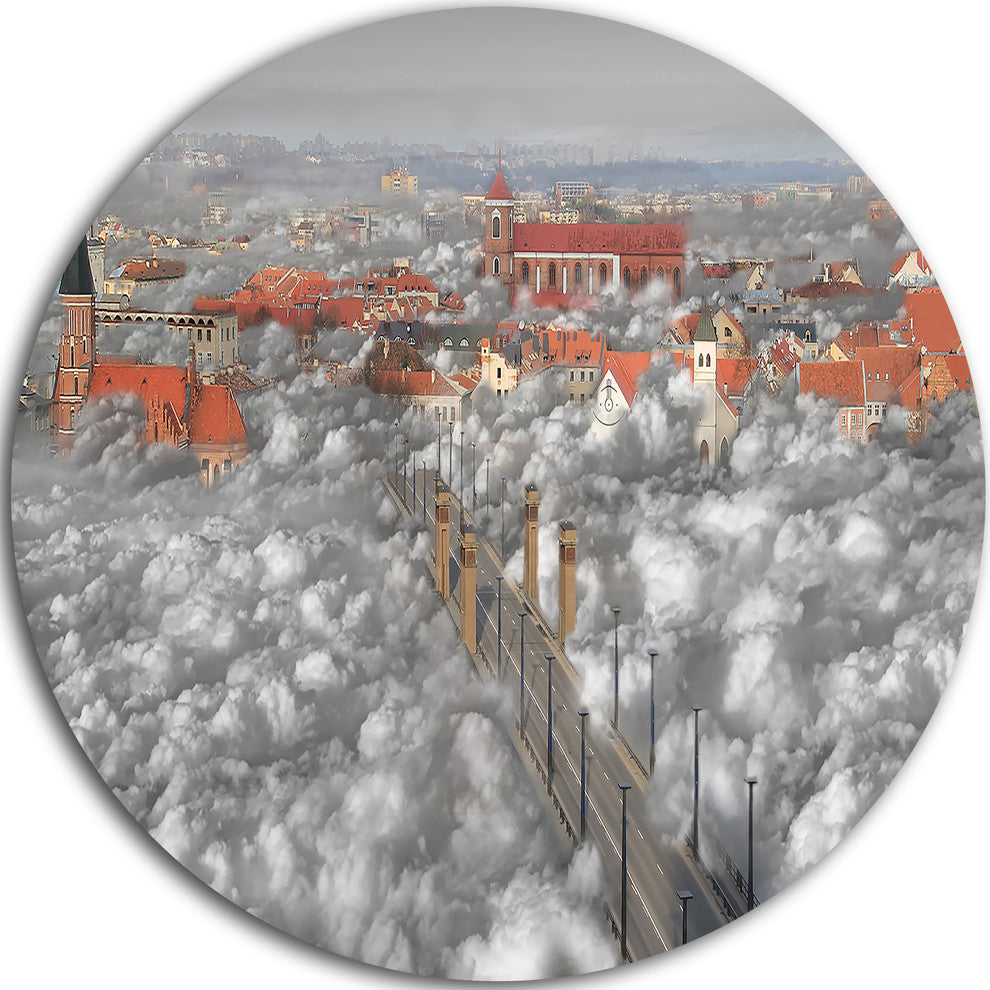 When The Cloud Descends, Digital Art Round Wall Art, 36"