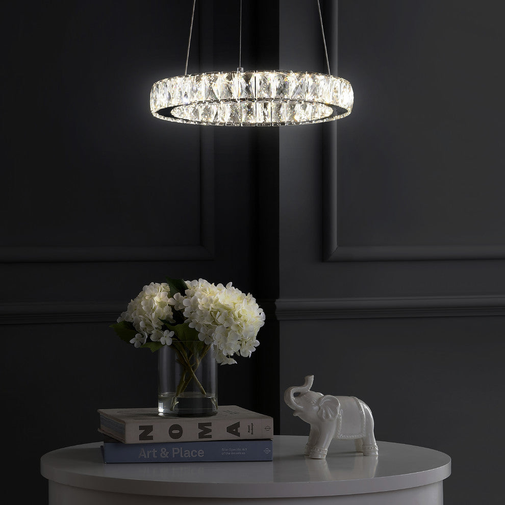 Reese 15.7" Adjustable Integrated LED Chandelier Pendant, Chrome