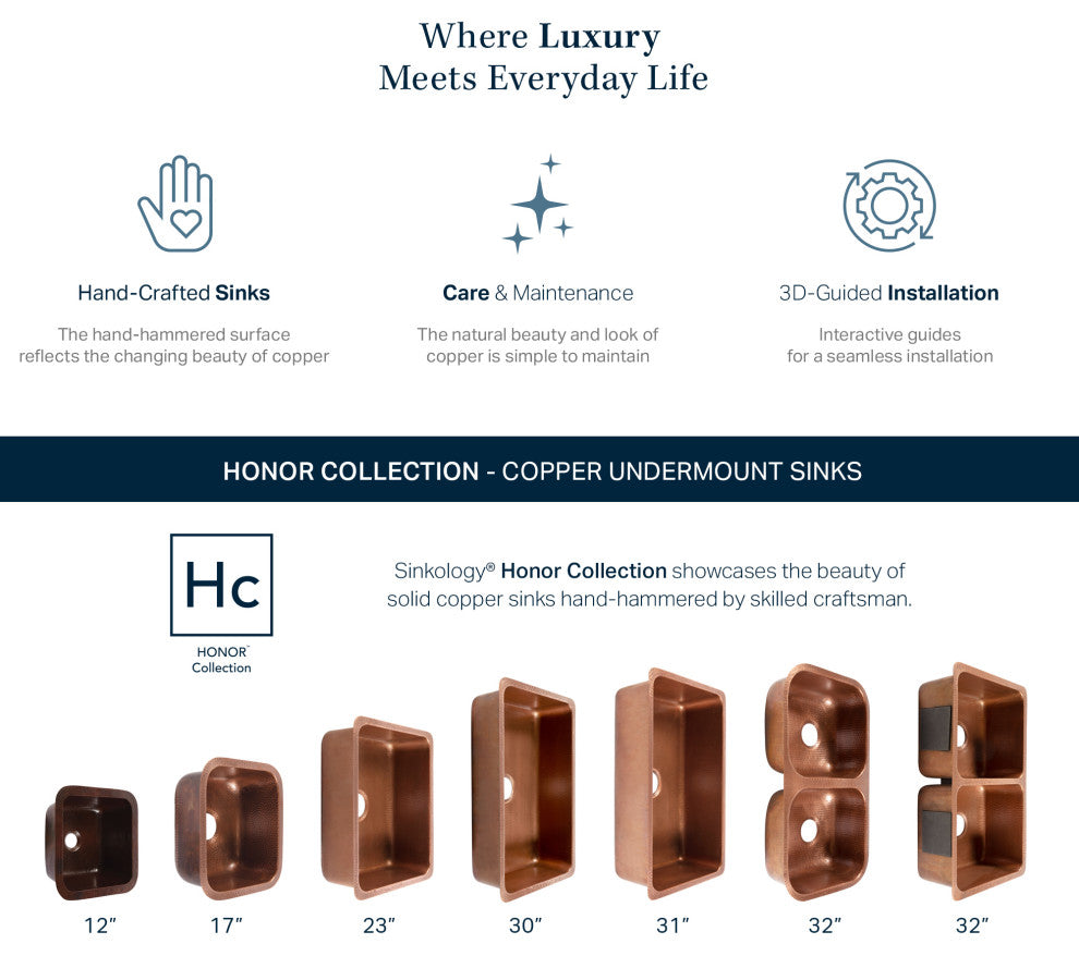 Orwell Copper 32" Double Bowl Undermount Kitchen Sink