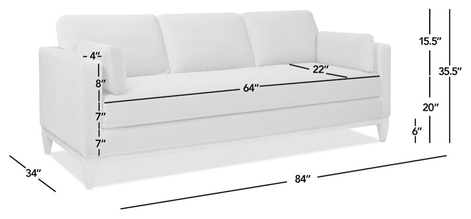 Knox 84" Modern Farmhouse Sofa, French Beige Performance Velvet