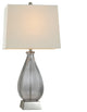 Dimpled Table Lamp Colored Glass, Aged Brass Accents White Shade, Grey