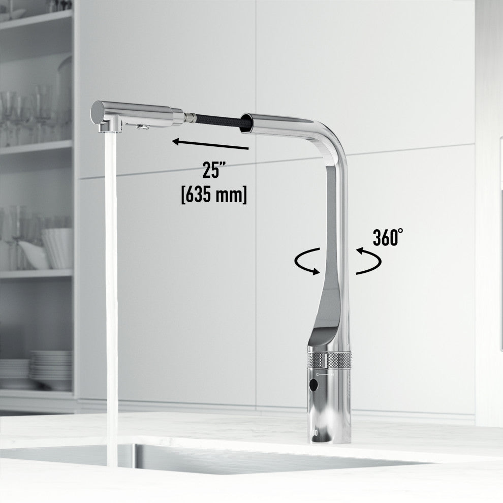 VIGO Jewel 15" H Touchless Pull-Out Sprayer Kitchen Faucet, Chrome