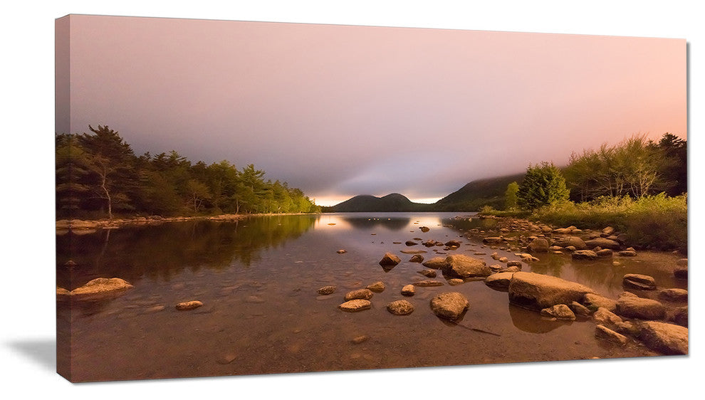 "Jordan Pond in Acadia Park" Contemporary Landscape Canvas Art, 32"x16"