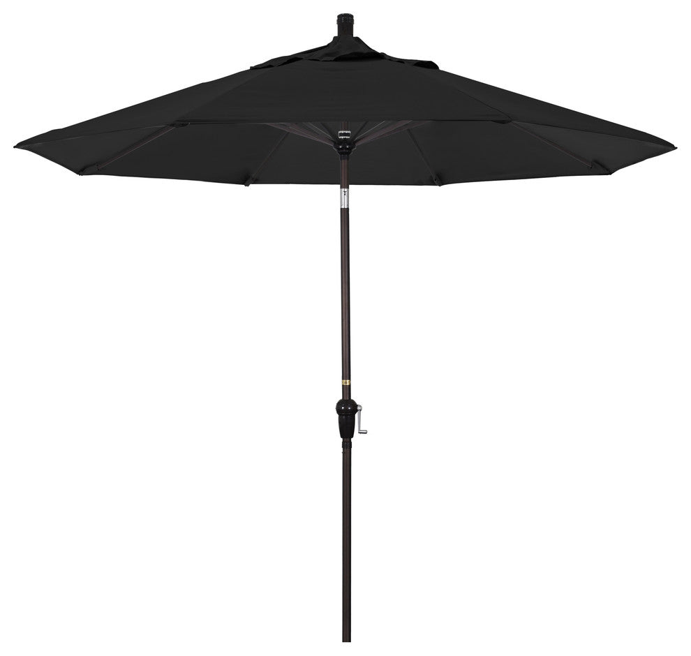 9' Bronze Auto-Tilt Crank Aluminum Umbrella, Pacifica, Black