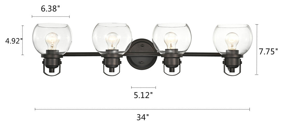 CHLOE Lighting Janice Contemporary 4-Light Rubbed Bronze Bath Vanity Fixture