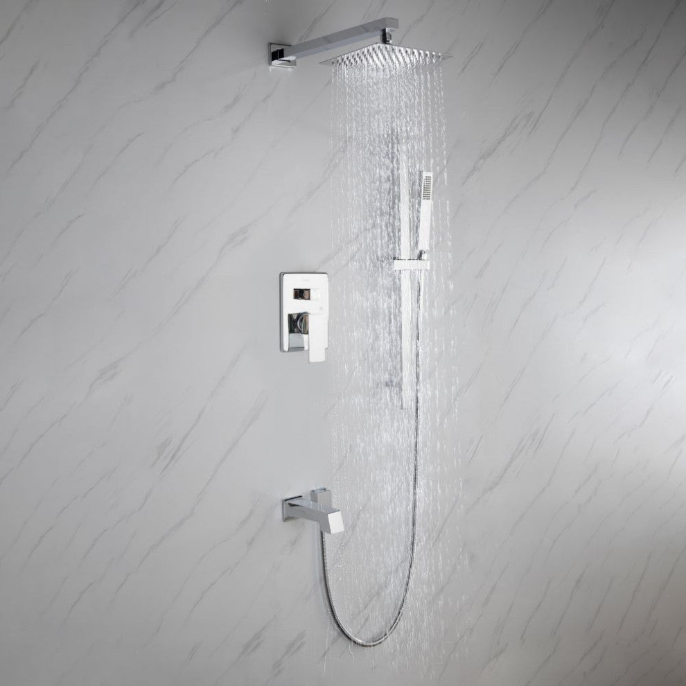 Cero Set 8" Chrome Square Rain Shower and Handheld