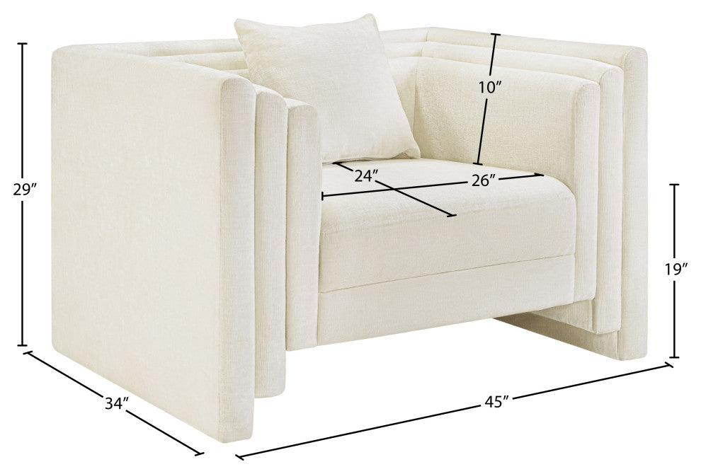 Everett Upholstered Chair, Cream, Chenille Fabric