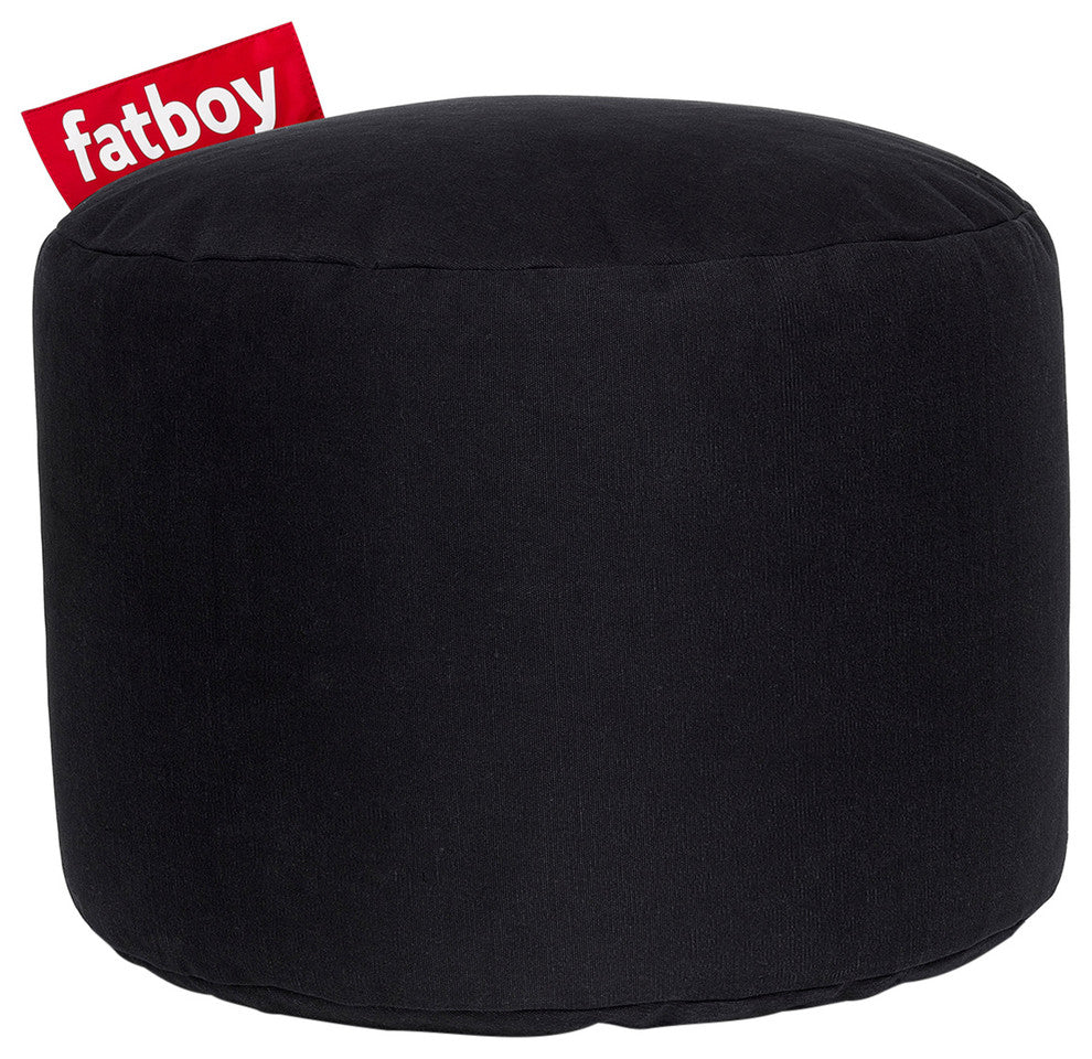 Fatboy Point Stonewashed Cotton Beanbag Ottoman Pouf, Black