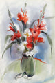 Eve Nethercott "Red Flowers in Vase, P1.9" Watercolor Painting
