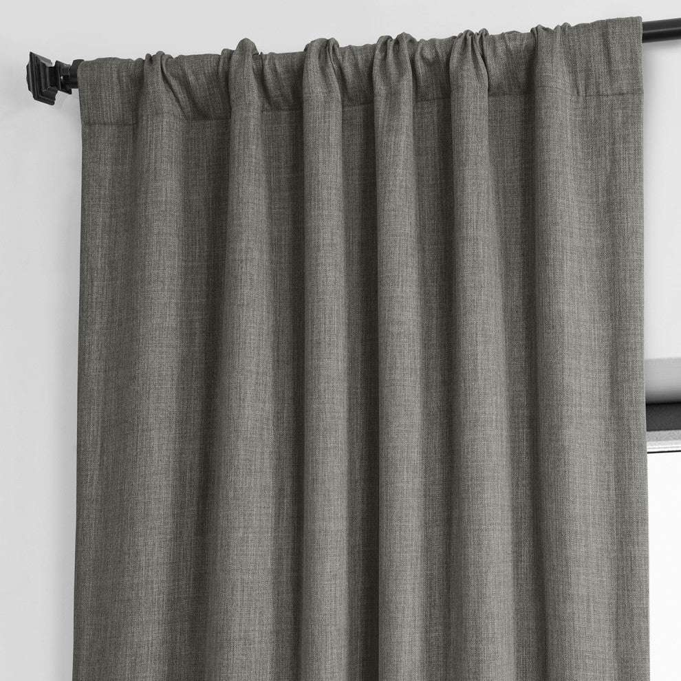Faux Linen Darkening Curtain Single Panel, Blazer Gray, 50"x108"