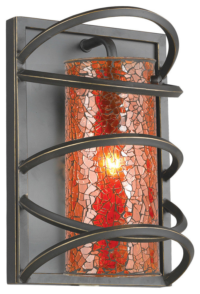 Woodbridge Lighting Loop 1-light Steel & Glass Wall Sconce in Black/Amber