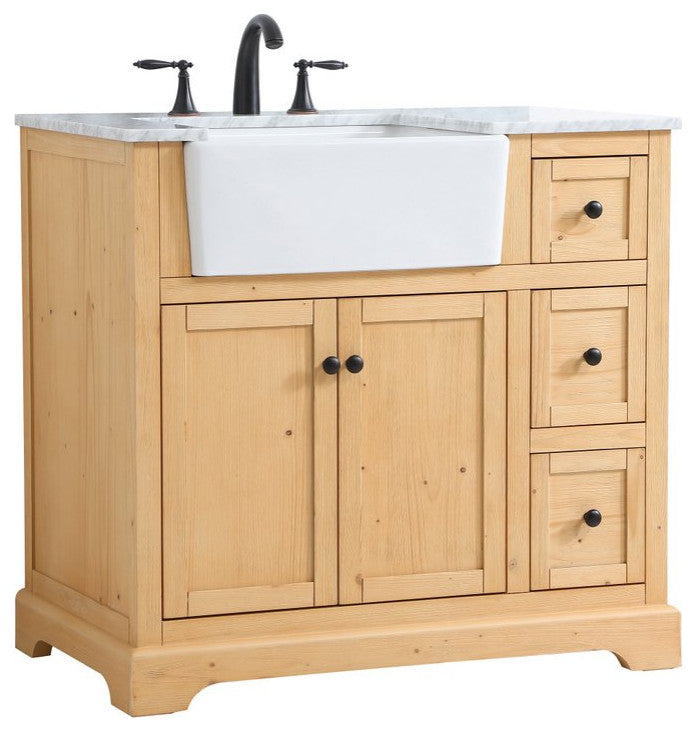 Home Living 22" Farmhouse Natural Wood-Light Bathroom Vanity