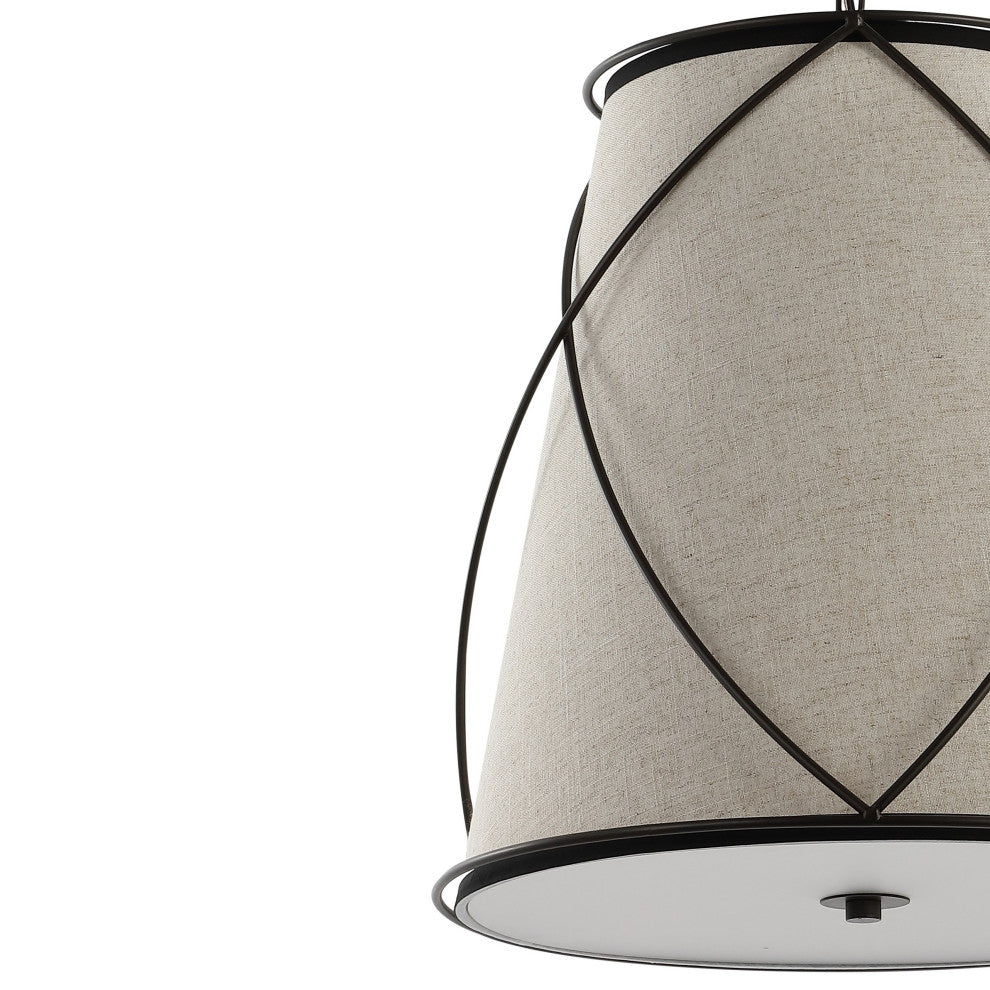 Milo 19" 3-Light Rustic Farmhouse Iron LED Pendant, Oil Rubbed Bronze