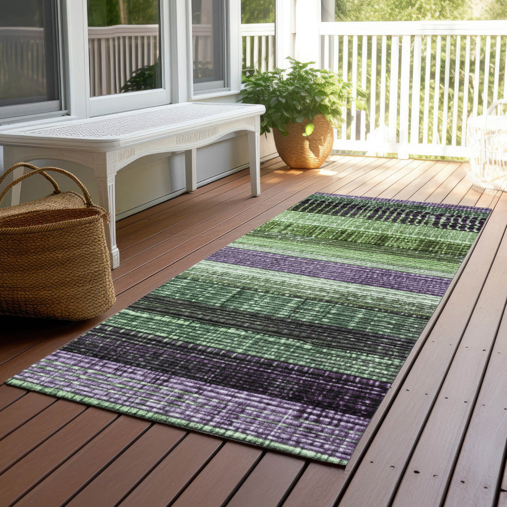 Machine Washable Indoor/Outdoor Chantille ACN1873 Purple 2'3" x 7'6" Runner Rug